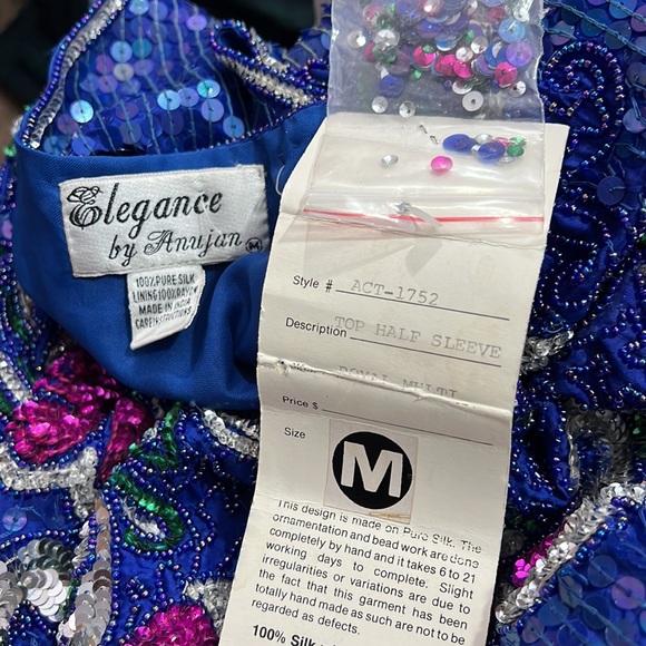 Vintage Elegance by Anujan Silk Floral Sequins Beaded Embellished Top, medium - Picture 4 of 5